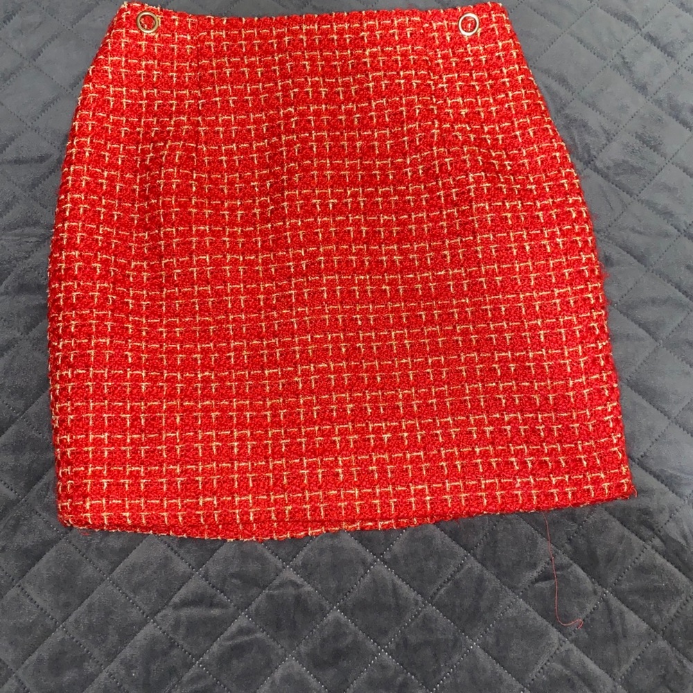 Fashion Nova Tweed Red Skirt
